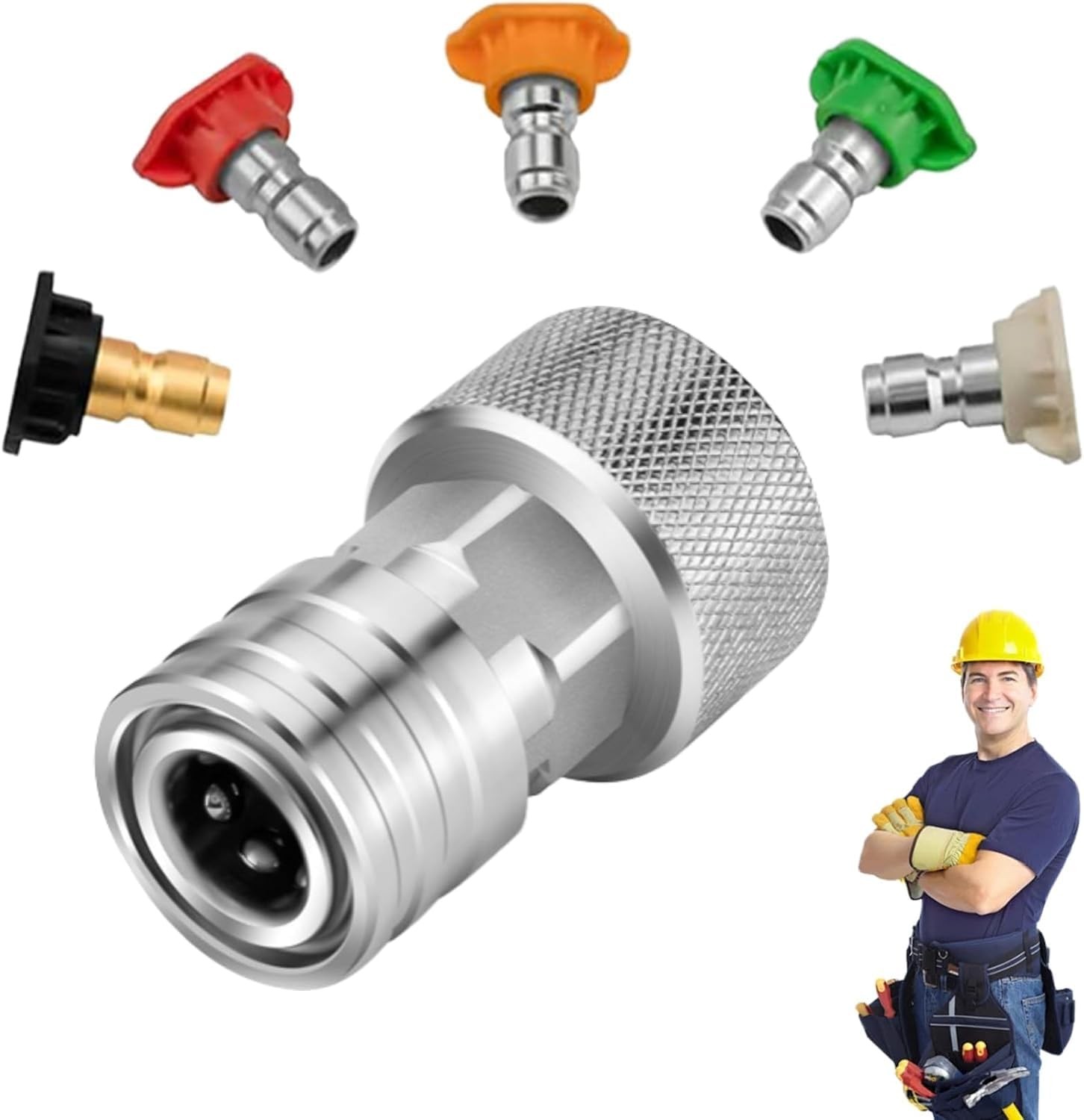 Garden Hose to Pressure Washer Adapter, 3/4″ GHT to 1/4″ Quick Connect Stainl
