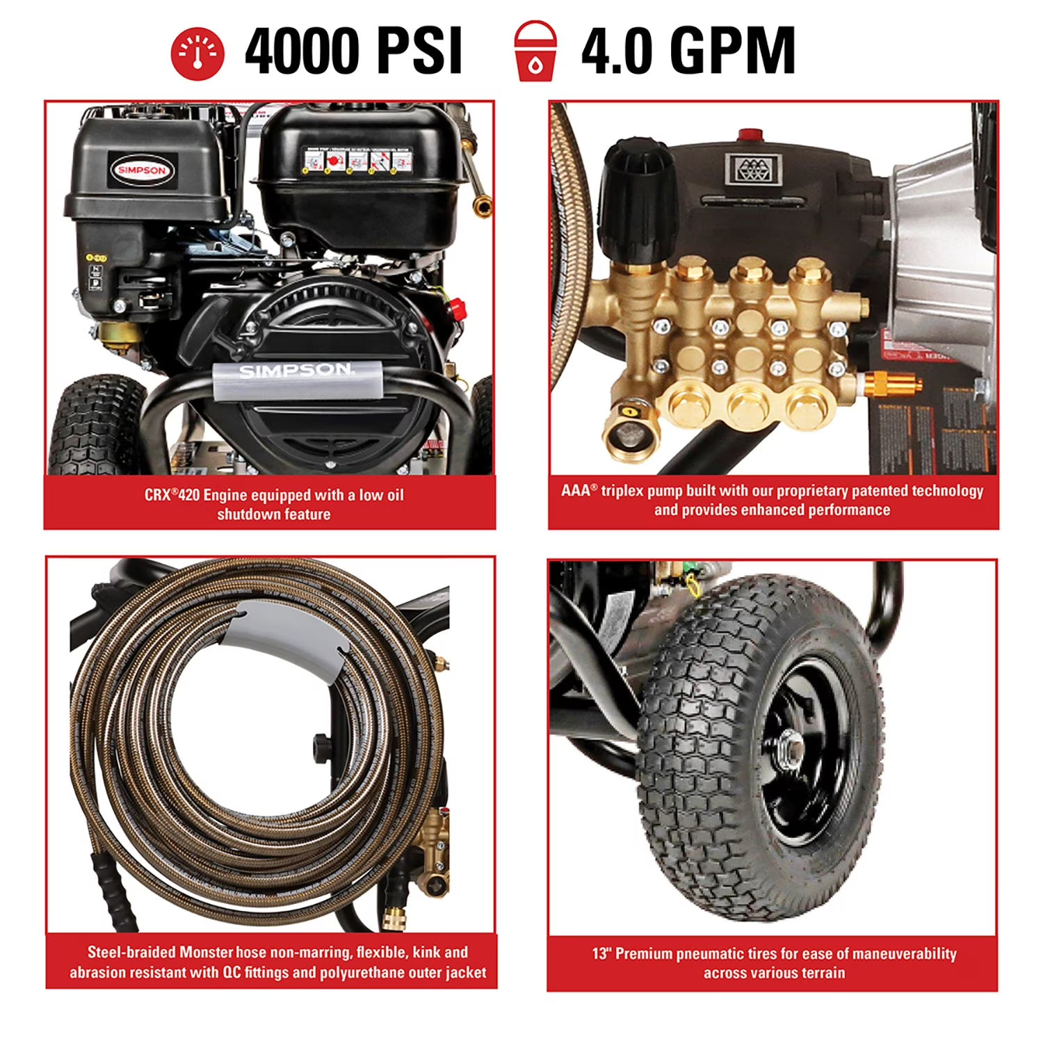 PowerShot 4400 PSI at 4.0 GPM Gas Pressure Washer deck cleaning, wood restor