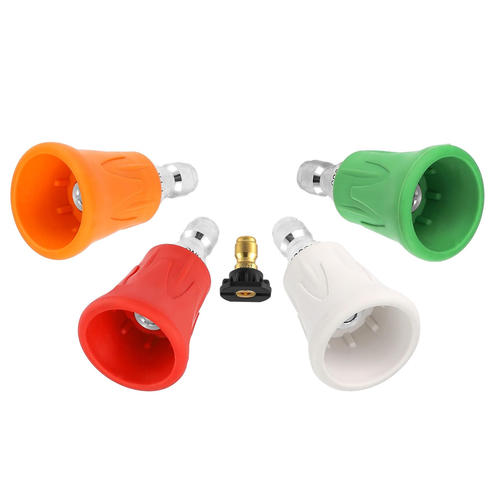 High-Pressure Washer Nozzle Guard Set, 5Pcs Stainless Steel Tips & Rubber Cover,