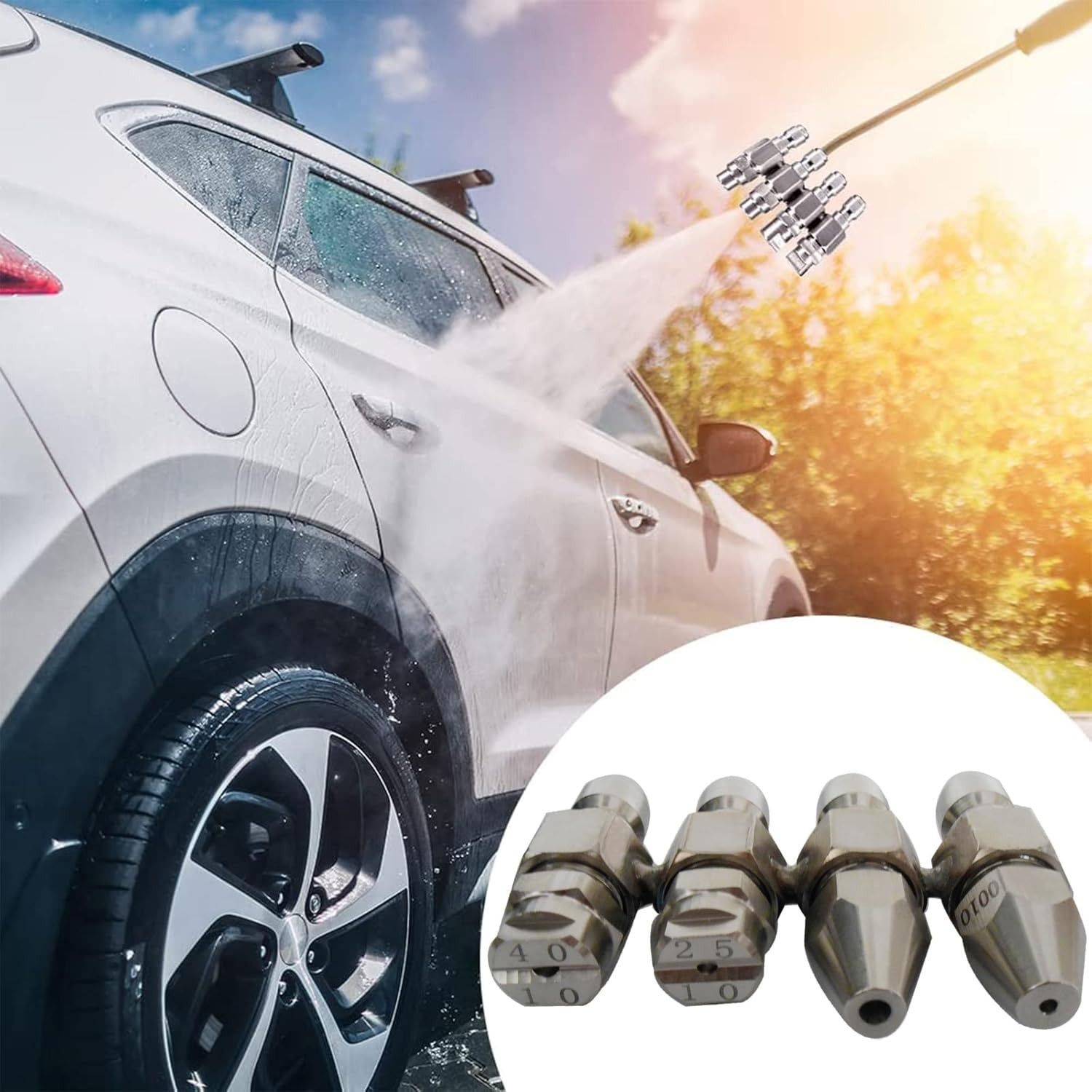 4 GPM Pressure Washer Nozzle J-Rod Tip Soft Wash 4 Way Water Cleaning Kit