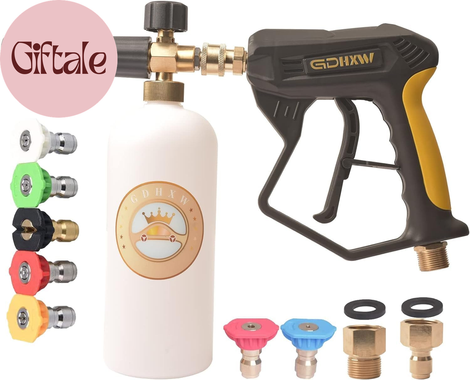 X-887 High Pressure Washer Gun with Foam Cannon 2 Adapter 7 Pressure Washer Nozz