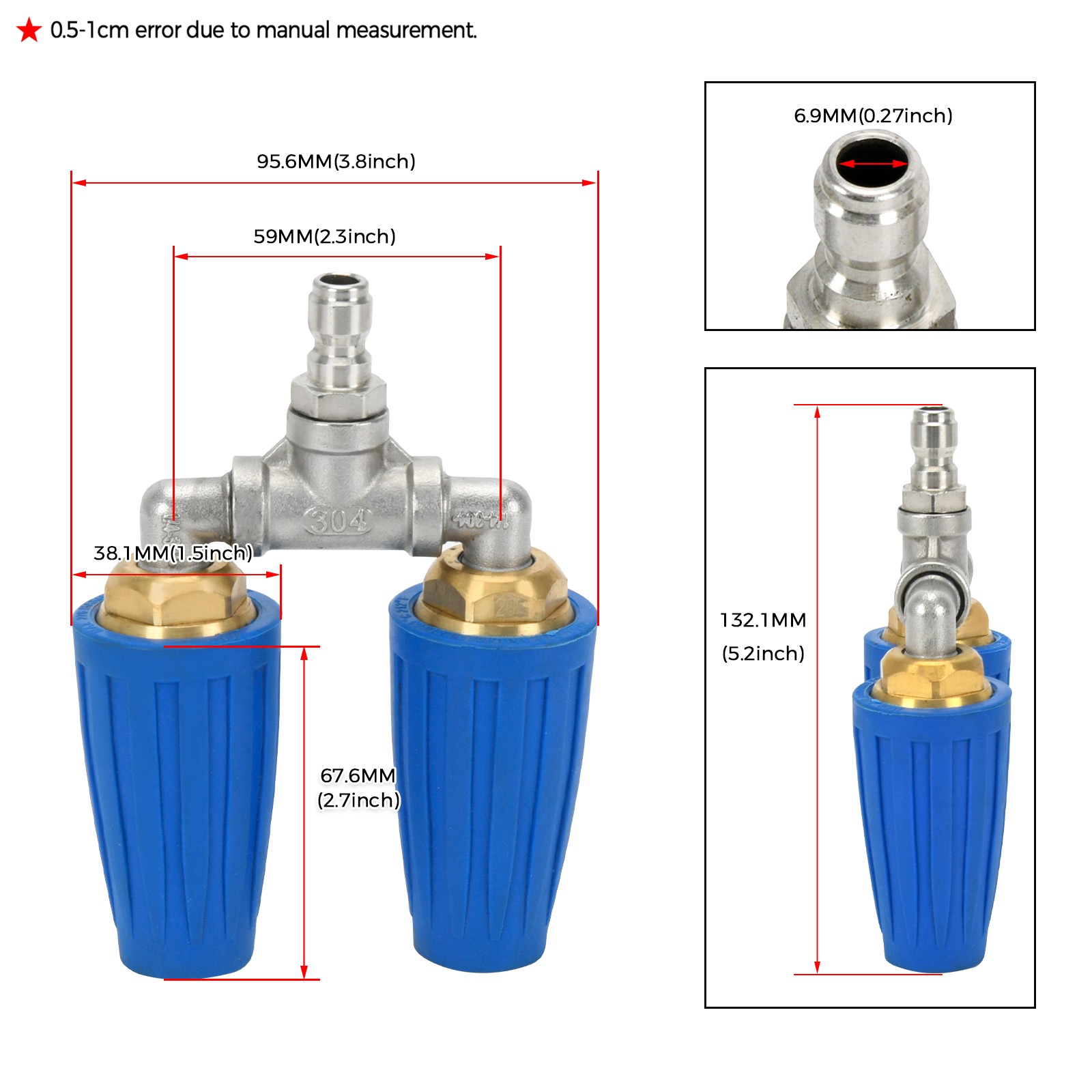 Rotating Dual Turbo Nozzle for Pressure Washer 1/4″ Quick Connect 4-6 GPM