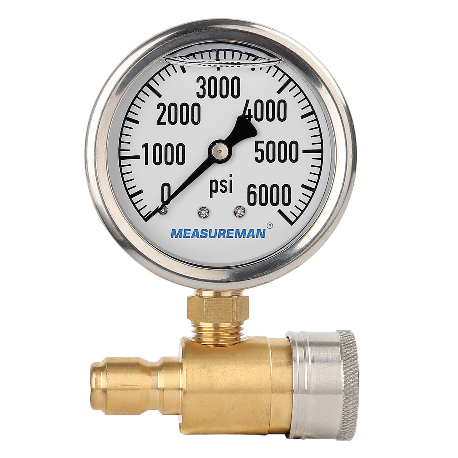 Measureman 2-1/2″ Pressure Washer Gauge, Pressure Gauge Kit, 3/8 Inch Quick Conn