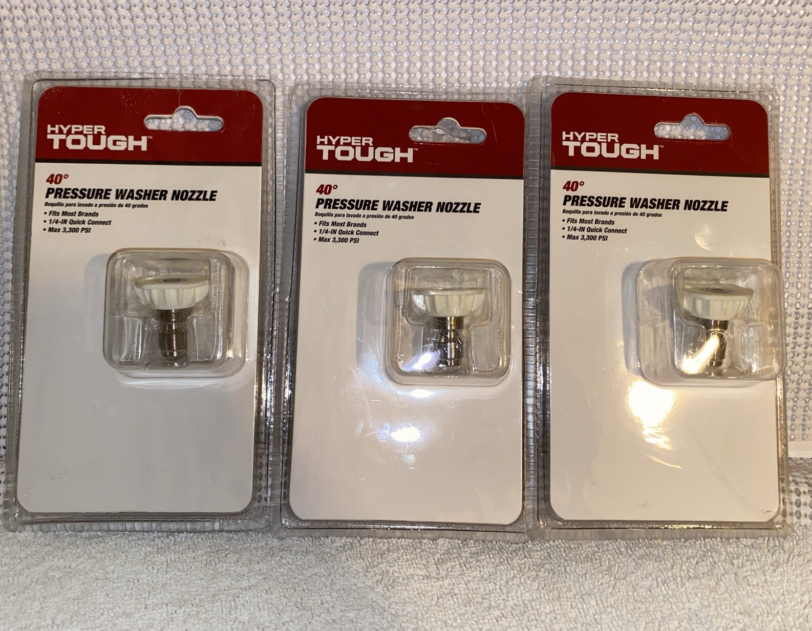3 Hyper Tough 40 Degree Pressure Washer Nozzles, Fits Most Electric &Gas Washers