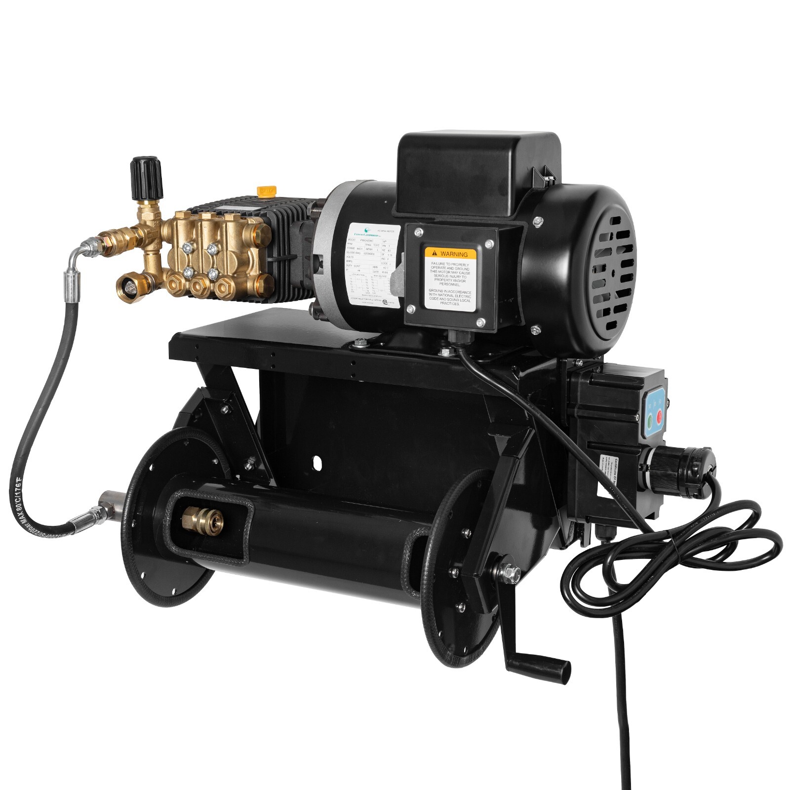 Canpump Pressure Washer: Wall-Mount w/ Hose Reel, 5 hp, 230 V, Auto Start-Stop