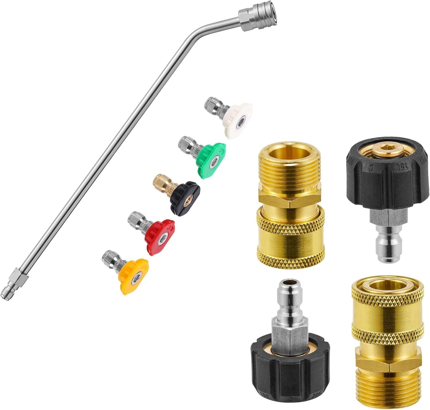 45° Curved Pressure Washer Extension Wand with Quick Connect & Brass Fittings