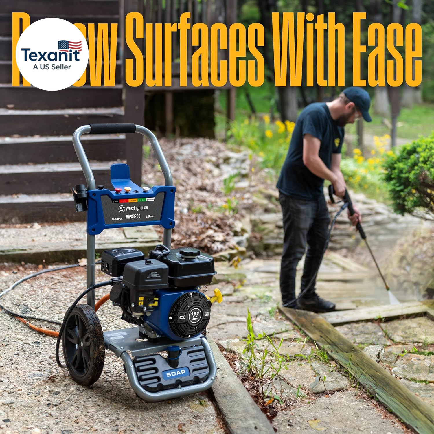 WPX3200 Gas Pressure Washer, 3200 PSI and 2.5 GPM, Onboard Soap Tank, Spray Gun