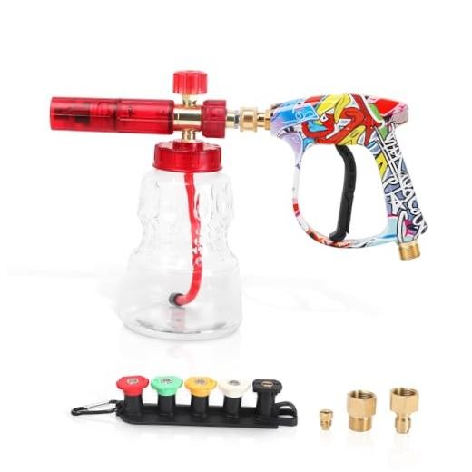 Foam Cannon Kit with Graffiti Short Pressure Washer Gun Red-Foam Cannon Kit